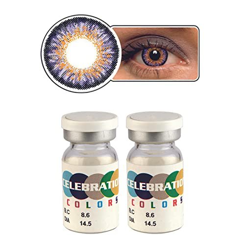 Celebration Color Yearly Coloured Contact Lenses 1 Pair (Purple Aura,-2.25)