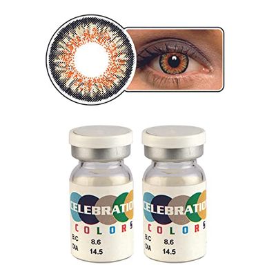 Celebration Color Yearly Coloured Contact Lenses 1 Pair (Honey Allure,-3.25)