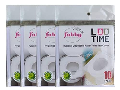 FABBY Toilet Seat Covers Disposable - 40 Sheets (10 Sheets - 4 Pack) | No Direct Contact with Unhygienic Seats | Easy To Dispose | Nature Friendly | Must Have for Women, Men & Kids