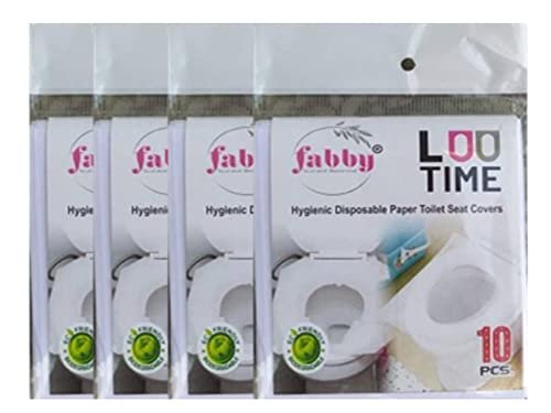 FABBY Toilet Seat Covers Disposable - 40 Sheets (10 Sheets - 4 Pack) | No Direct Contact with Unhygienic Seats | Easy To Dispose | Nature Friendly | Must Have for Women, Men & Kids