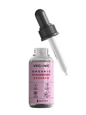 Veganic Strawberry Flavour Essence For Cakes Strawberry Extract for Baking Cakes Whipped Cream Pastries Desserts & Beverages (100 ML)