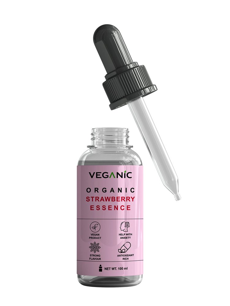 Veganic Strawberry Flavour Essence For Cakes Strawberry Extract for Baking Cakes Whipped Cream Pastries Desserts & Beverages (100 ML)