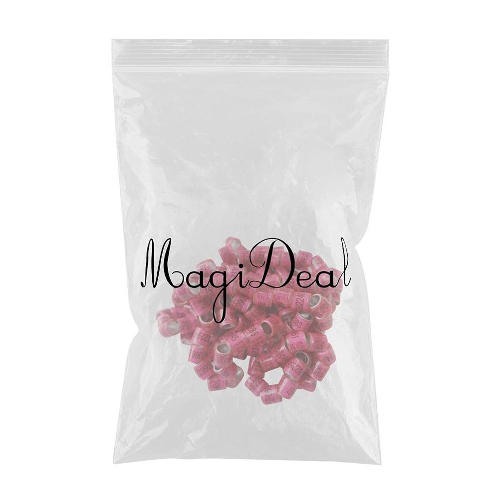 Furbabies 100Pcs Aluminium Pigeon Leg Rings 8 MM Pink