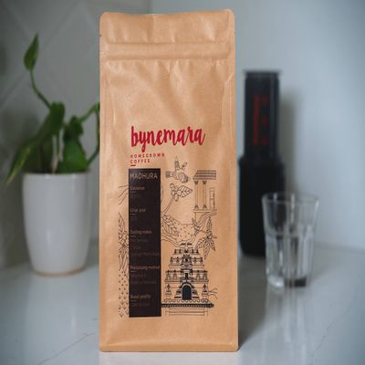 Bynemra Madhura | Single Estate Home Grown Coffee | Light & Dark Roast - Notes of Mix berries, Cocoa and Orange Marmalade | Speciality Blend of Washed & Arabica natural process | 500 Grams
