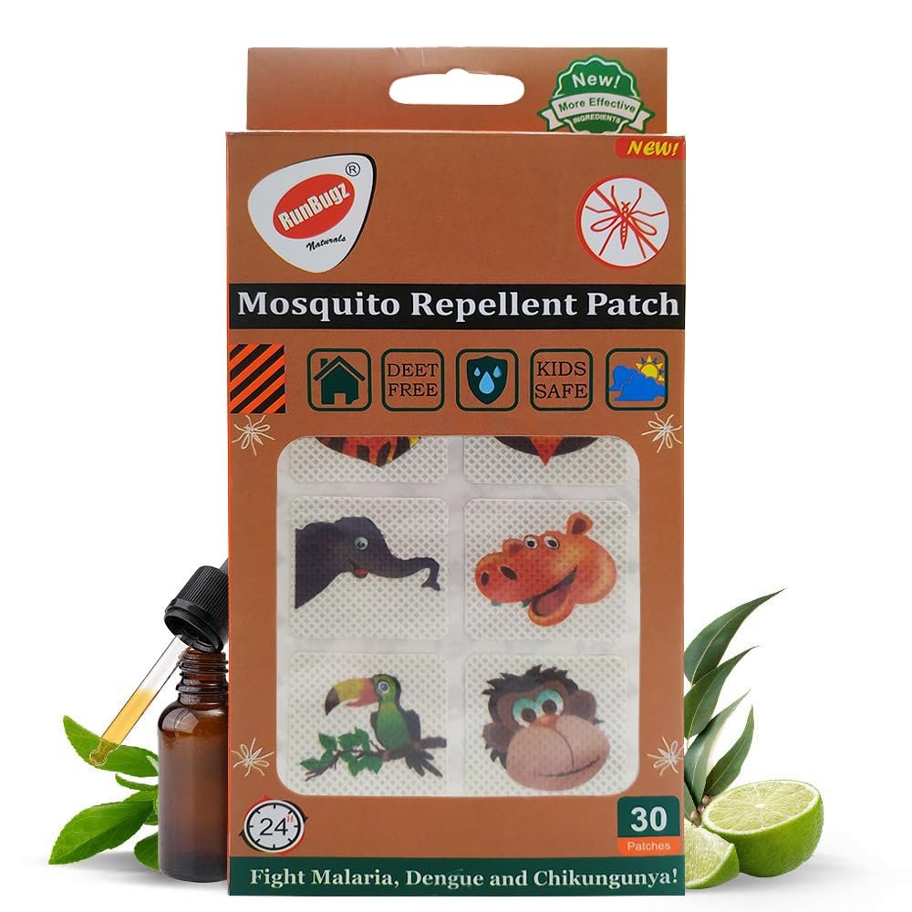 RunBugz Natural New Animal Anti-Mosquito Patches for Babies, 30 count |Protection from Disease Spreading Mosquitoes with 12hr. Protection from Dengue, Malaria, Chikungunya