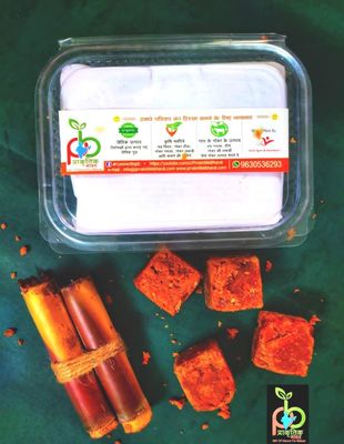 Prrakritikk Bharat Natural Pure organic Jaggery Gur | Gud from Sugarcane ChemicaI Free -GD18_400g
