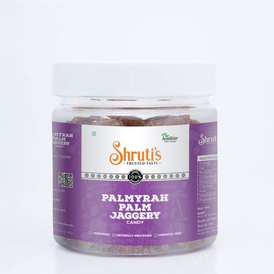 SHRUTI'S Palmyra Palm Jaggery Candy/Palm Sugar Crystals 250Grams Jar Pack Of 1