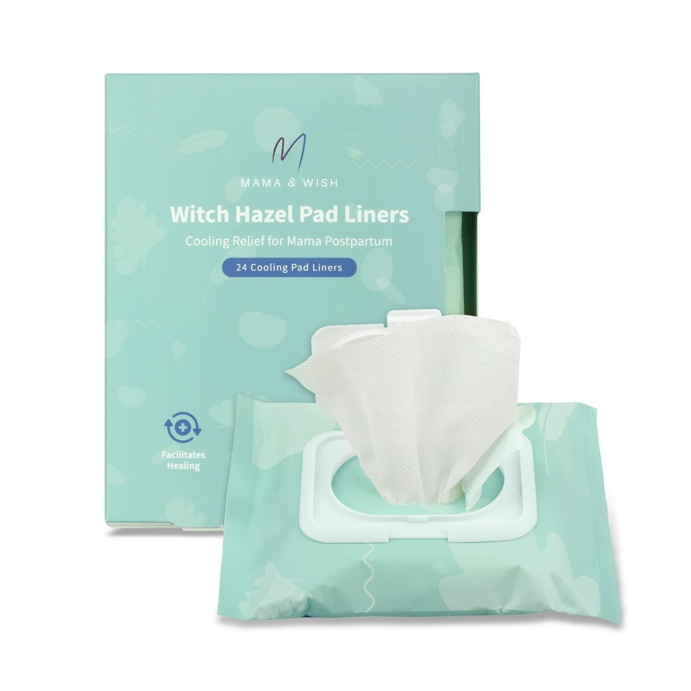 Mama & Wish Witch Hazel Pad Liners For Postpartum Care|Witch Hazel Postpartum Pads Liner|Witch Hazel Liners For Postpartum Pads For Women - Ice Pads Postpartum Liner -Postpartum Ice Pad - 24 Count