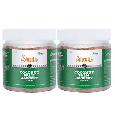 SHRUTI'S Coconut Palm Jaggery Powder/Palm Sugar 250Grams Jar (Pack of 2 x 250 g)