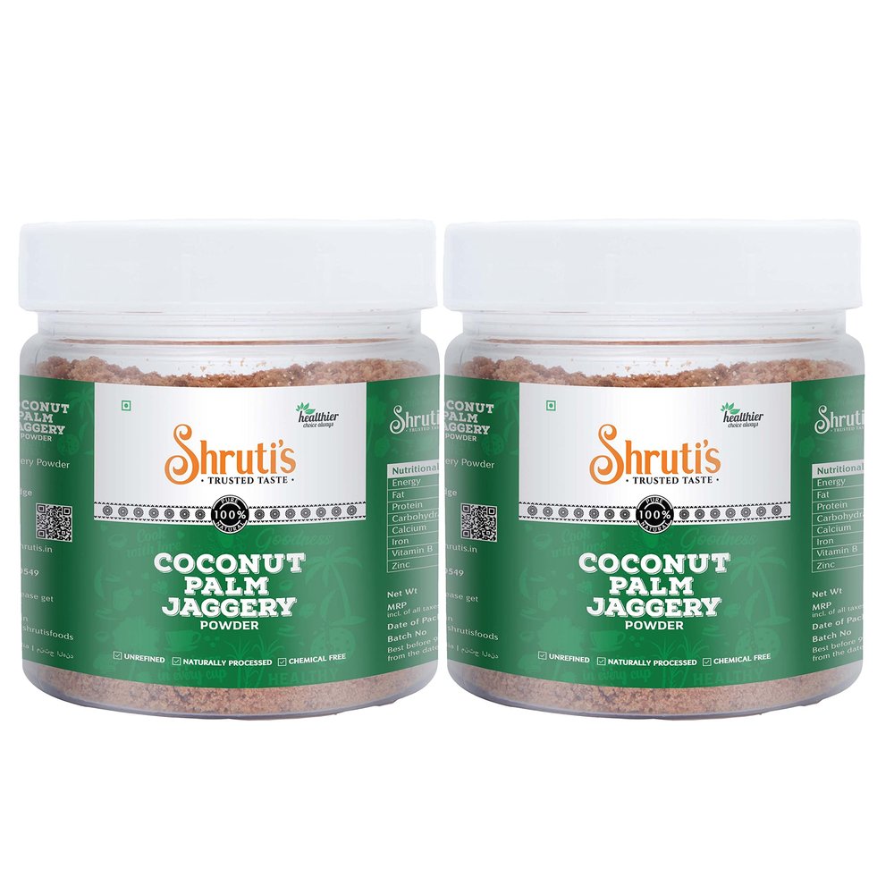 SHRUTI'S Coconut Palm Jaggery Powder/Palm Sugar 250Grams Jar (Pack of 2 x 250 g)