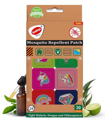 RunBugz 100% All Natural Mosquito Repellent Unicorn Patches for Babies with 12hr. Protection | With Citronella, Lemongrass & Eucalyptus Oil Protects from Dengue, Malaria, Chikunguniya (30 Patches)