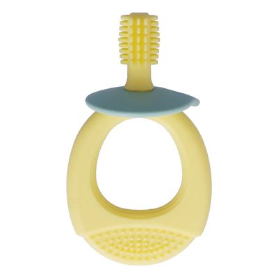 Baby Safety Toothbrush, Soft Silicone 360 Brush Hair Infant Training Toothbrush Detachable with Storage Box for Daily Use(Yellow)