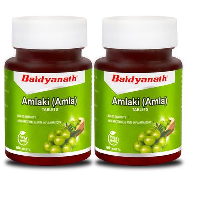 Baidyanath Amlaki (Amla) 60 Tablets (Pack of 2) - Natural Health Booster for Enhanced Hair, Skin, Digestive Health, Metabolism Support and Sugar Level Management
