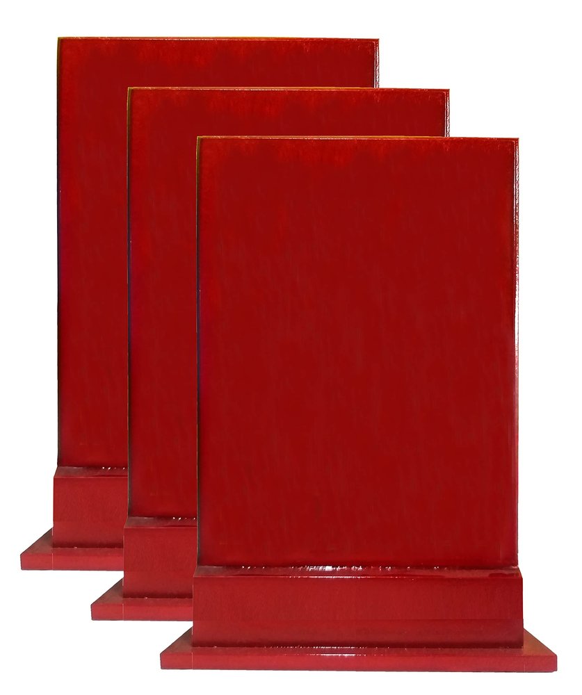 Be Win 3 Pcs of Wooden Red Rectangle 8.25x5.5 in Plain Momentos for Print Your Own Customised Sticker for Sports Event, Functions & Other Events (Plain-Without FOIL)