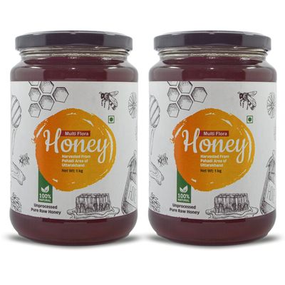 Goldwyn Honey: Multiflora Raw Honey | 100% Pure & Natural | Organic Honey | Unprocessed  Unfiltered  Unpasteurized | Single Origin  No Additives - Ethically Sourced | Ayurvedic (Pack of 2 x 1 KG)