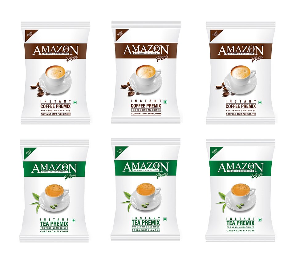 AMAZON 3 in 1 Instant Plus Cardamom Tea (3 Kg) and Coffee Plus (3 Kg) Premix Combo (Premix Contains Tea, Milk and Sugar) for Vending Machines