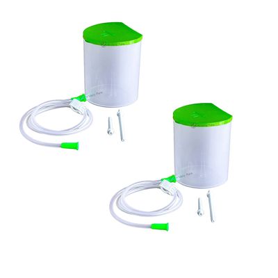 ENIMA POT PACK OF 2 PVC Enema Kit for Home Use with instruction 1 silicon tube, 2 nozzles, 1 clamp with user manual(1500 ml)