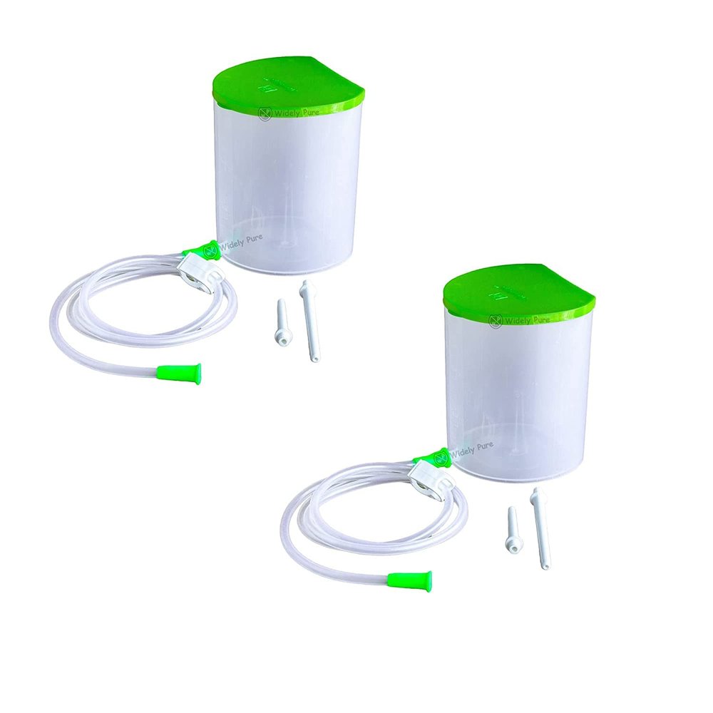 ENIMA POT PACK OF 2 PVC Enema Kit for Home Use with instruction 1 silicon tube, 2 nozzles, 1 clamp with user manual(1500 ml)