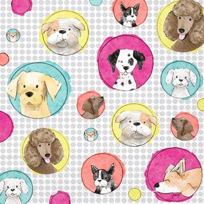 Boston International IHR 3-Ply Paper Napkins, 20-Count Cocktail Size, Art Pop Pups