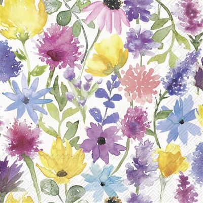 Boston International IHR 3-Ply Paper Napkins, 20-Count Lunch Size, Summer Floral Cream