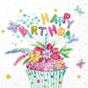 Boston International IHR 3-Ply Paper Napkins, 20-Count Cocktail Size, Birthday Cupcake view 1