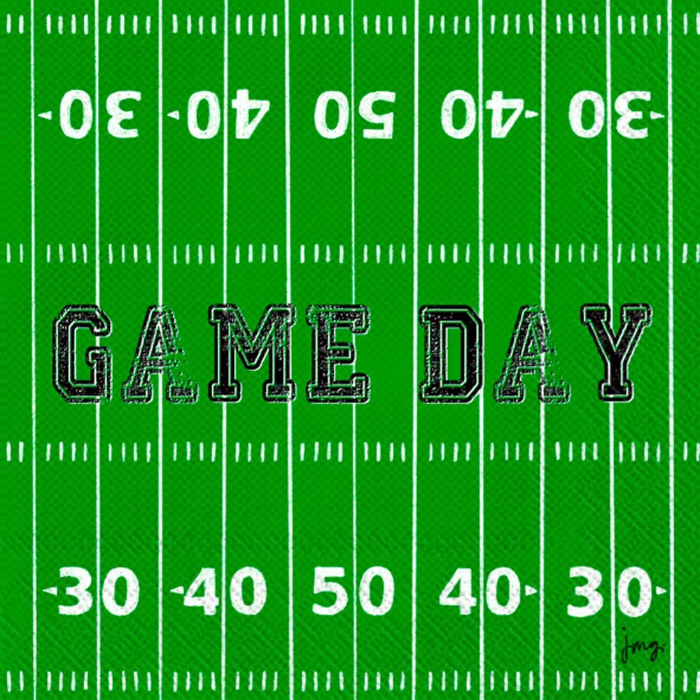Boston International IHR 3-Ply Paper Napkins, 20-Count Cocktail Size, Game Day Field