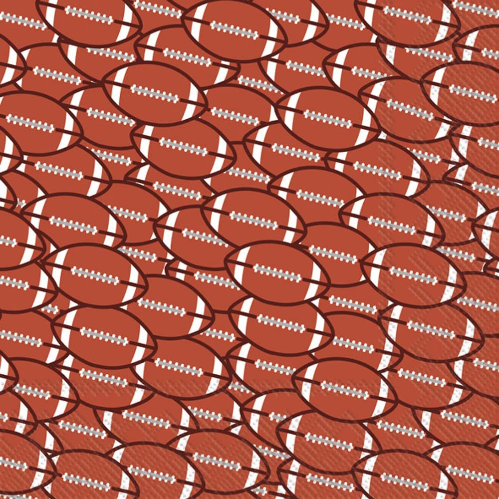 Boston International IHR 3-Ply Paper Napkins, 20-Count Cocktail Size, Football Red Brown