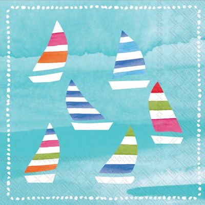 IHR Ideal Home Range Cocktail Napkins Disposable 3-Ply Paper Party Napkin Pack, 5" x 5", Regatta, 20-Count