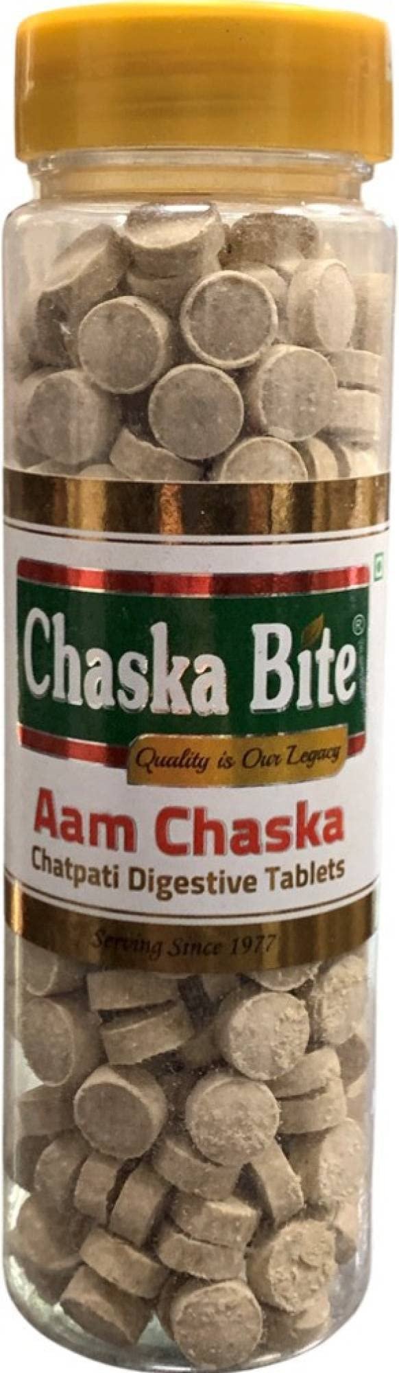 CHASKA BITE Aam Chaska Chatpati Tablet Dry Mango Candy Amchoor Digestive Tablet 130 grams pack of 1 (130 grams) Pack for Kids & Friends II Sweet & Chatpata Candy II