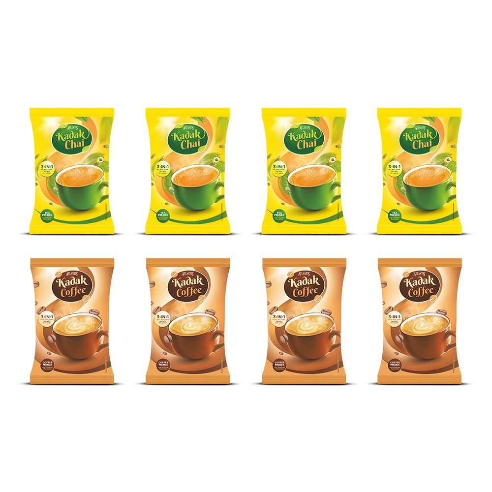 Atlantis 3 in 1 Instant Kadak Cardamom Tea and Coffee Premix Powder Combo (Contains Tea, Coffee, Milk and Sugar) 4 Kg each for Vending Machines