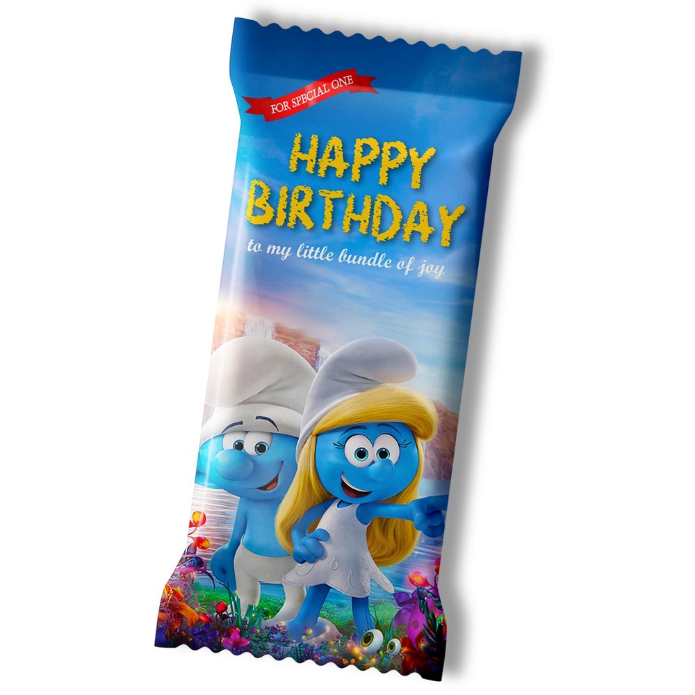 Katha Chocolates Smurfs Gift Milk Chocolate Bar, Happy Birthday Janmdin Perfect Present For Son, Daughter, Kid, ( Bar),100 Grams