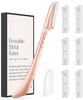 ennva Eyebrow Razor for Women - Eyebrow Trimmer Dermaplaning Tool - Ergonomic Eyebrow Shaper and Facial Razor for Peach Fuzz - Exfoliating Face Razor for Eyebrows - Eye Brow Shaver Razors w/ 7 Blades- Rose Gold view 1