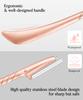 ennva Eyebrow Razor for Women - Eyebrow Trimmer Dermaplaning Tool - Ergonomic Eyebrow Shaper and Facial Razor for Peach Fuzz - Exfoliating Face Razor for Eyebrows - Eye Brow Shaver Razors w/ 7 Blades- Rose Gold view 2