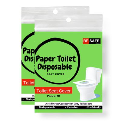 BE SAFE Forever Disposable Toilet Seat Cover, 10 Sheets | Prevent Direct Contact Unhygienic Seats | Easy to Use and Dispose, Flushable Paper DTDC2G Pack of 2