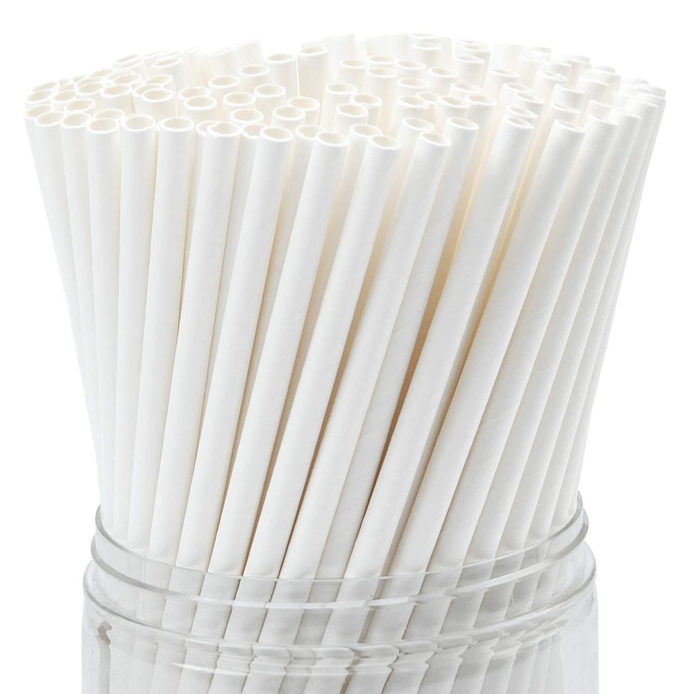 Biodegradable Paper Straws, 300 Pieces Pack,White Stripe Disposable Drinking Straws,Eco Friendly Christmas Party Supplies, Birthday, Wedding,christmas straws