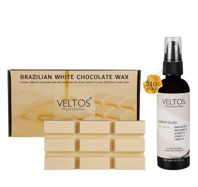 veltos Women Brazilian Body Wax With Organic Cocoa - Professional Whole Body & Face Hair Removal Wax For All Skin Type (500Grm) Free Hair Serum Worth 210