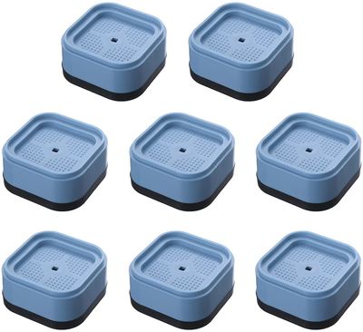 HENIJ 8 PCS Noise-Reduction Washing Machine Feet Pads Anti-Slip Anti-Vibration Silent Rubber Feet Mat Suitable for Washing Machines, Dryers, Tables, Shock Absorption, Blue