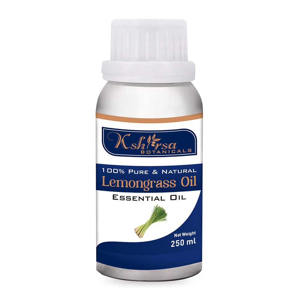 100% Pure & undiluted Lemongrass Essential Oil (Cymbopogon Flexuosus) For Therapeutic Grade for Face, Nails, Hair, Skin, Natural Mosquito Repellent (250 ml)