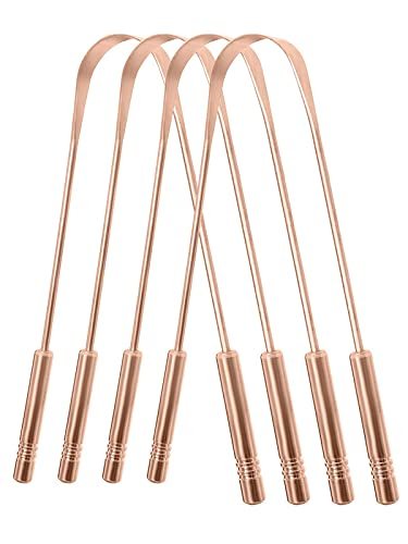 AuFlex Tounge Scraper Cleaner, 100% Useful Professional Copper Tongue Cleaner, Tongue Cleaner for adults,Non-synthetic Grip tongue plaque remover (Pack 4)