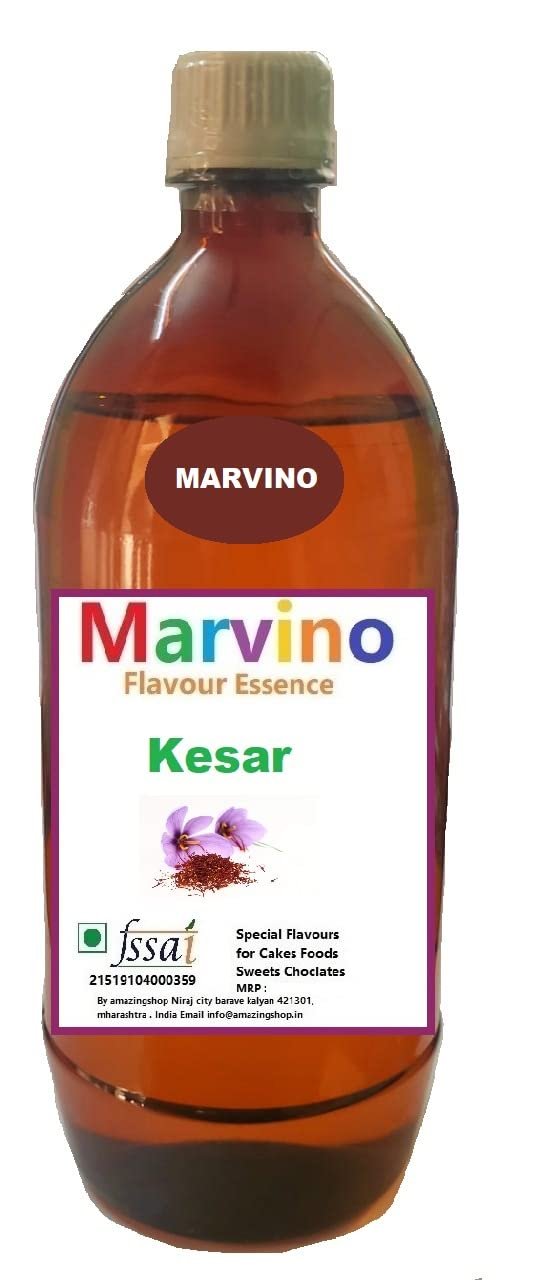 Marvino Kesar Food Flavours Essence for Cakes Whipcream Fondant Sweets Ice-Creams Chocolates Flavoring Syrup