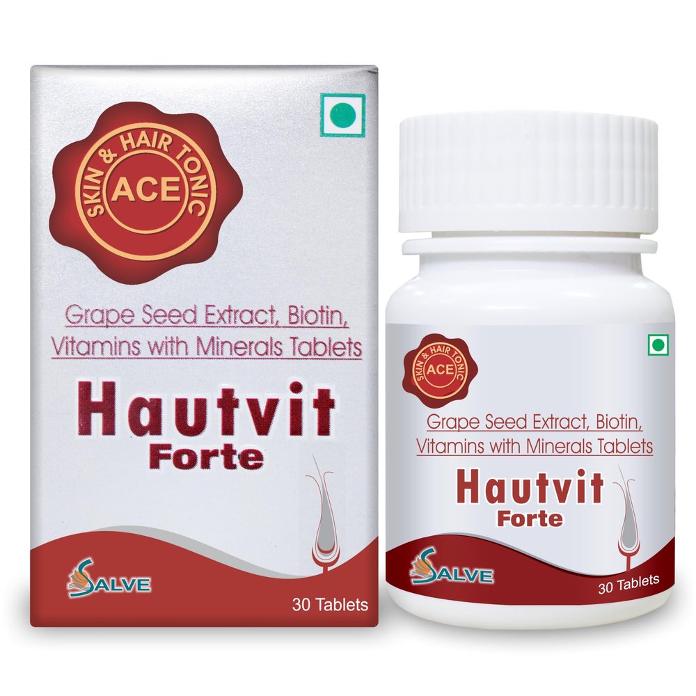 Hautvit Forte Supplement with Biotin, Iron & Zinc Immunity Booster For Hair Health, Glowing Skin, Brittle and Discolored Nails For Men & Women - 30 Tabs