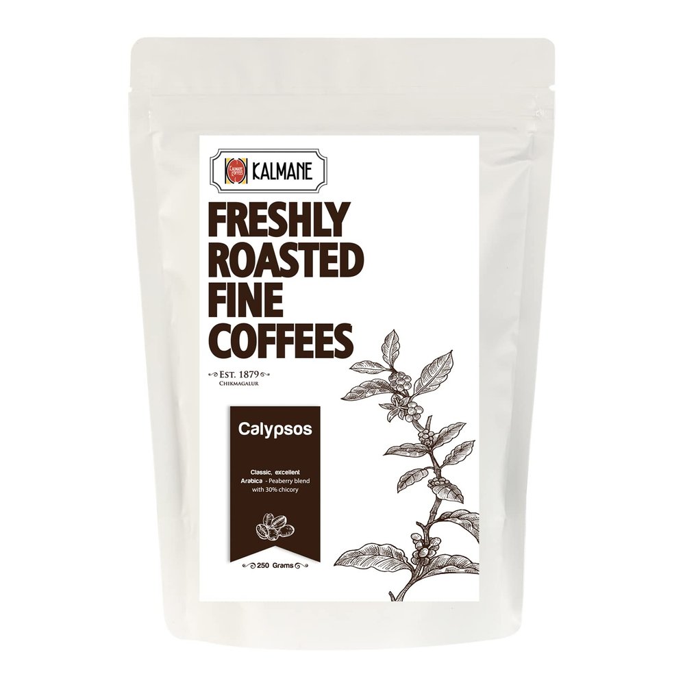 Kalmane Koffees | Calypsos | Freshly Roasted Ground Coffee Powder Made with 100% Specialty Grade Arabica and Robusta- Roasted Frequently in Small Batches, 70% Coffee 30% Chicory (250 gm, Coarse Grind)