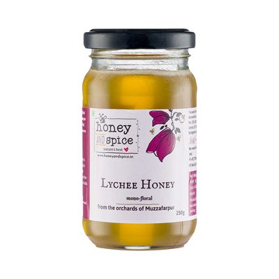 Honey and Spice Lychee Honey (250g) | Unprocessed, Unfiltered and Unpasteurized Monofloral Honey | From the orchards of the Muzzafarpur region With No Added Preservatives | 100% Raw and Pure | Unblended and Unpasteurized | Natural and Original | Unpr