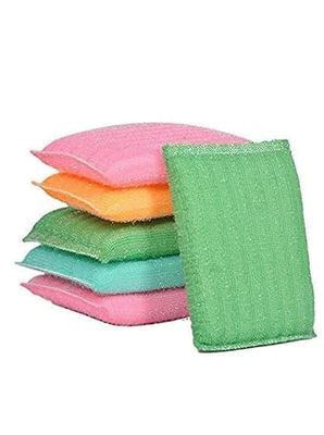 mohini Multi Colour Foam Pad Sponge Scrubber Kitchen Scrubber for Dish/Utensils/Tiles Cleaning Heavy Quality Pack of 6 pcs
