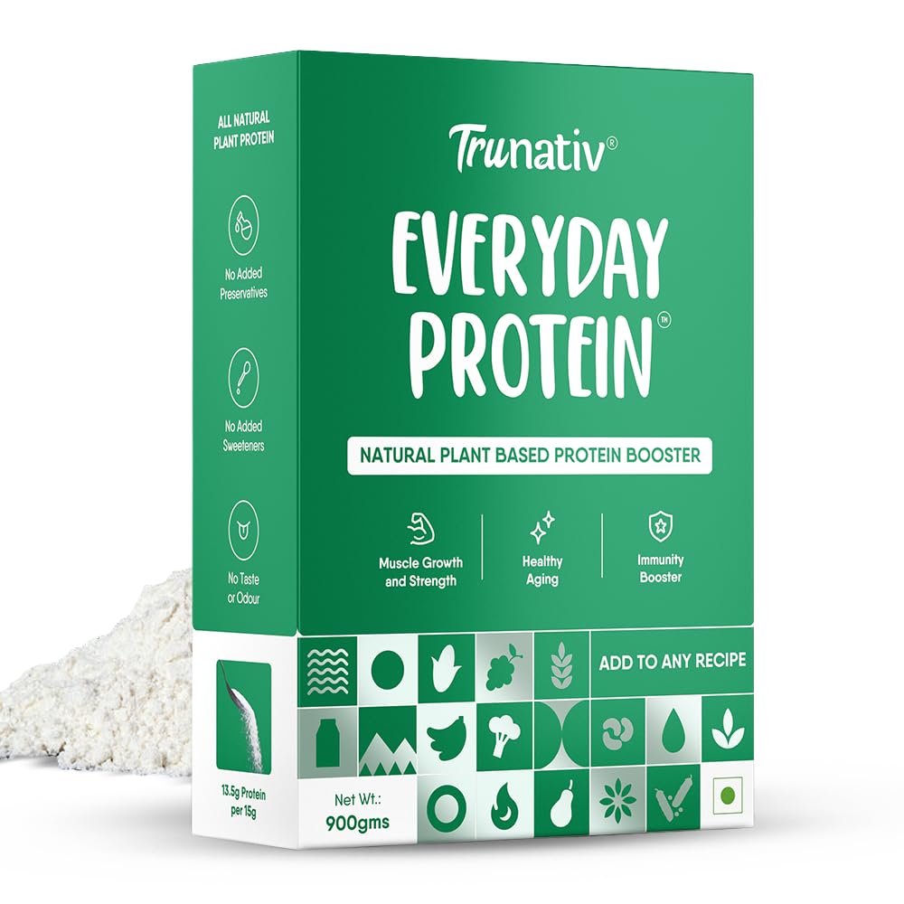 Trunativ Cookable Vegan Plant Protein Isolate| 90% Protein Per Serving | Muscle Growth & Immunity Booster | Soy & Pea Protein Powder |No Added Sugar | Higher Protein Absorption | Unflavoured 900g (Pack of 1)