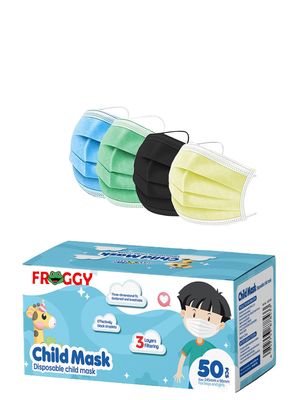 hobf Surgical Mask Pack containing surgical masks 3 layer 100 pieces/pack of 100 / pack of 50 / black surgical mask pack of 100 & 200 - surgical mask for kids FGK-3Ply Kids-57-YL,BL,BK,GR