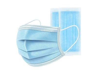 GIRIRAJ MART Non-Woven Fabric Disposable Surgical Mask 3 Layer With Nose Clip, 3 Ply Use And Throw Mask for Face (Blue, Without Valve, Pack of 100) for Unisex