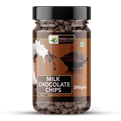 Prizex Milk Chocolate Chips for Decoration Coffee, Ice Creams and Shakes, Milk Chocolate Chips, Milk Chocolate Baking Chips, Tasty (200 GM)