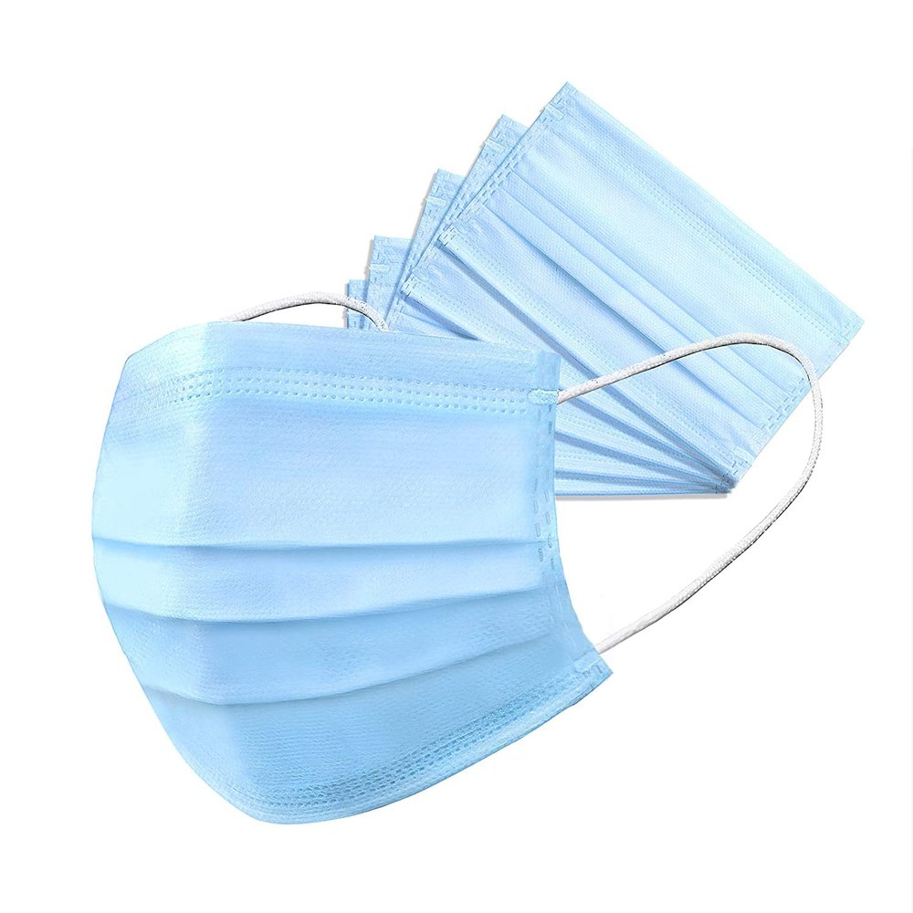 GIRIRAJ MART Unisex Non-Woven Fabric Disposable Surgical Mask-Pack of 100 | 3 Layer, 3 Ply Use and Throw Mask for Face (Blue, Without Valve)