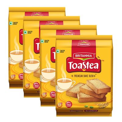 Britannia Toastea Premium Bake Rusk Toast, 250g (Pack of 4)